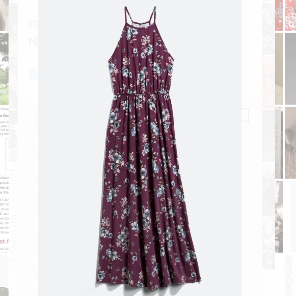 Purple Floral French Grey Nichelle Brushed Knit Maxi Dress XL Gently Used